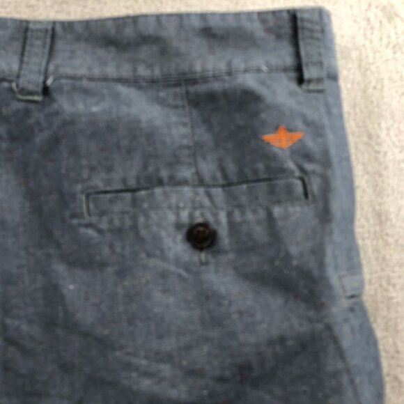Dockers Mens Shorts Size 42 Chambray Blue Flat Front Chino Casual Gray Classic - Picture 11 of 14